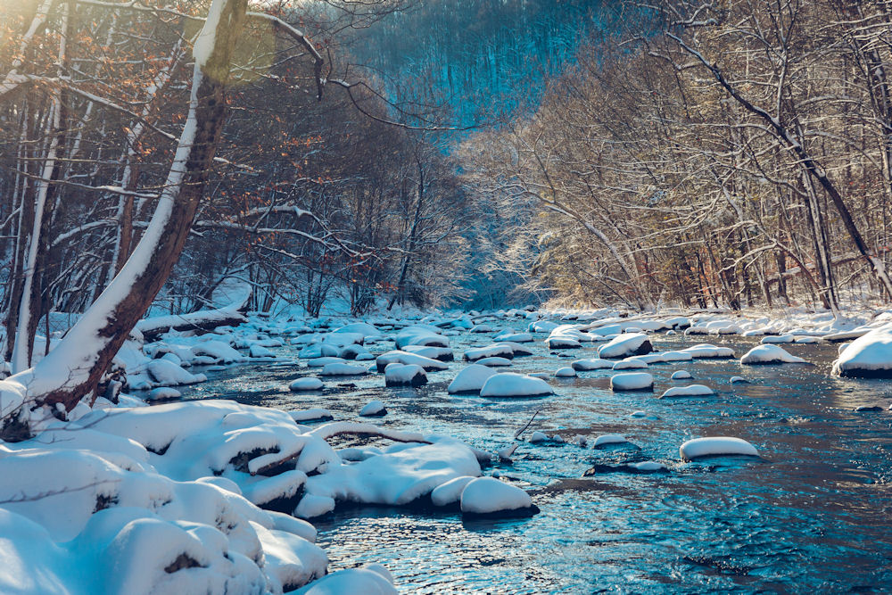 snow in river in New Jersey